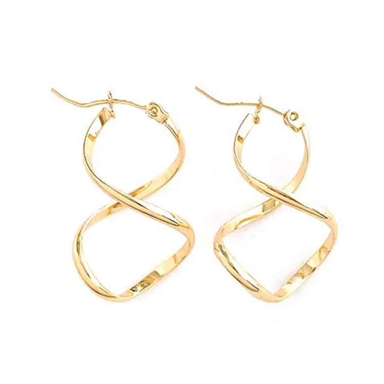 P-814) メタルウェーブピアス | ビーズ・パーツなどのハンドメイド