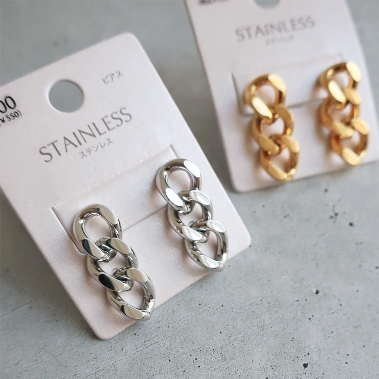 P-905) チェーンモチーフピアス / ステンレス | ビーズ・パーツなどの