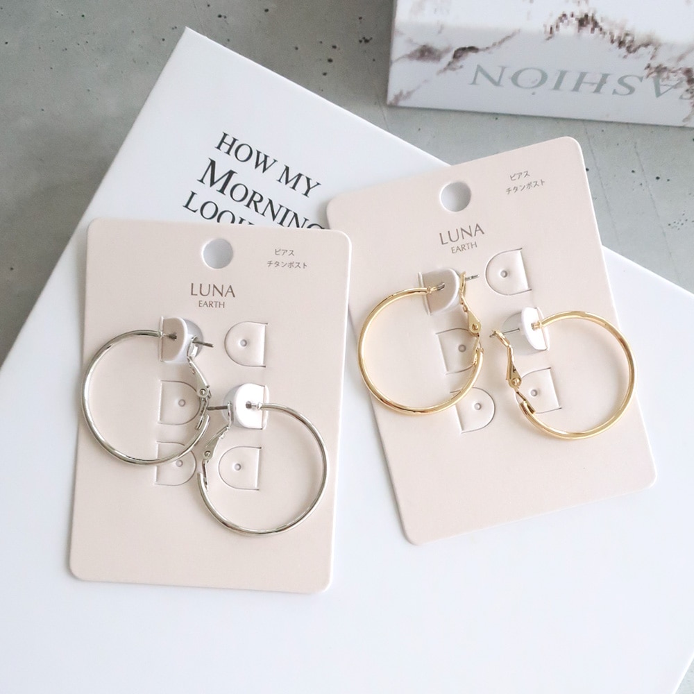 P-983) フープチタンピアス | ビーズ・パーツなどのハンドメイドパーツ