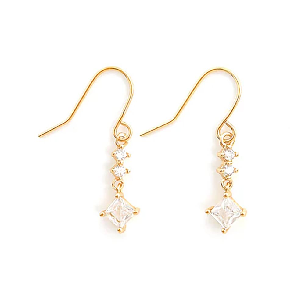 P-934) スクエアフックピアス / ニッケルフリー / キュービック