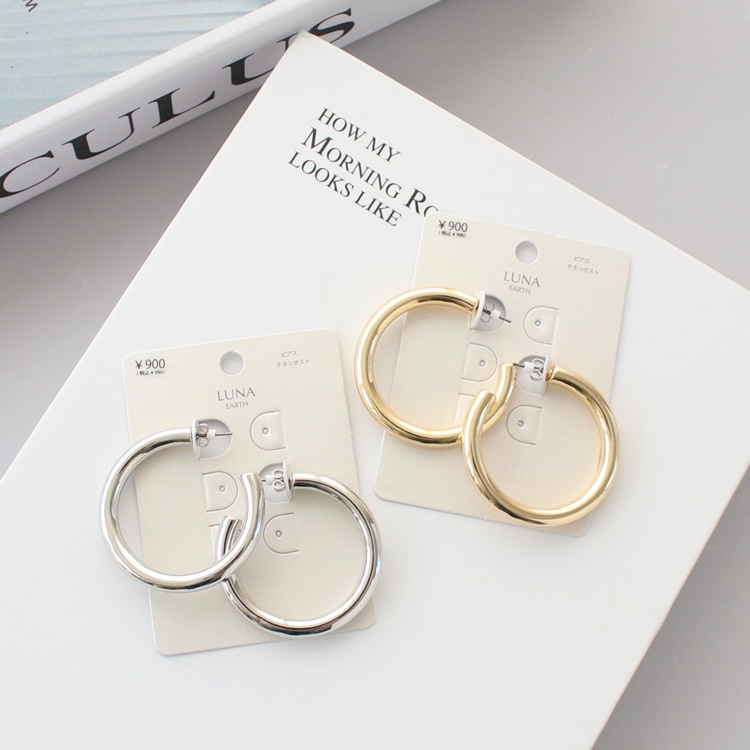 P-1082) メタルフープチタンピアス | ビーズ・パーツなどの