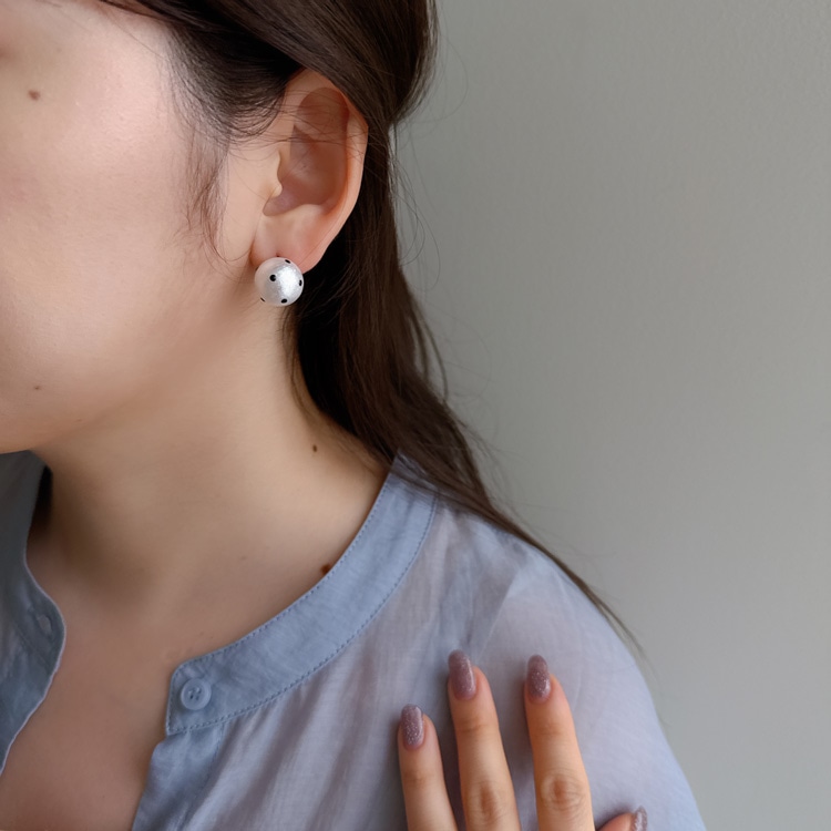 P-1113) ドットコットンパールピアス | ビーズ・パーツなどの