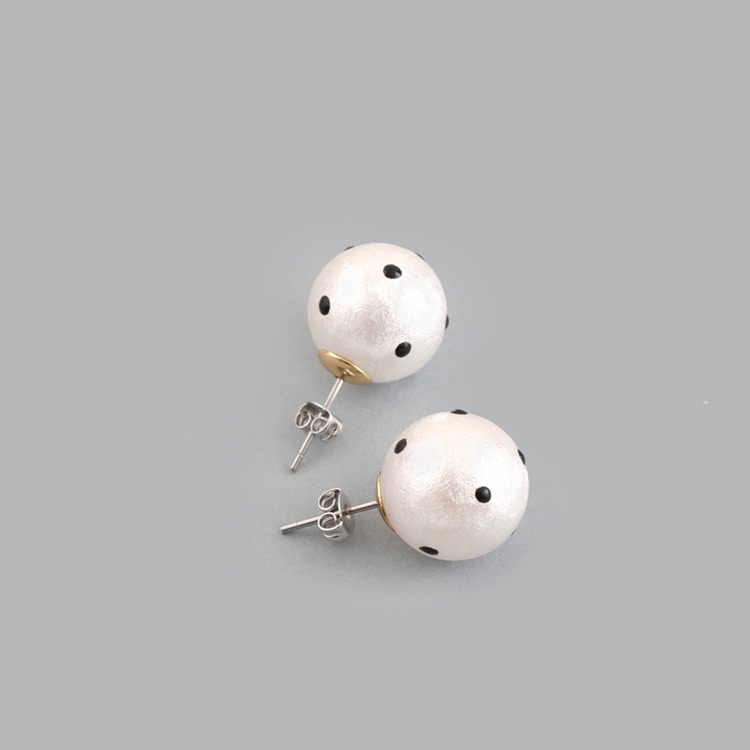 P-1113) ドットコットンパールピアス | ビーズ・パーツなどの