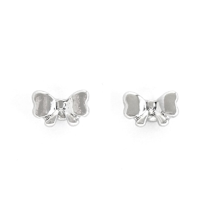 Her lip to Crystal Ribbon Earrings シルバー (P-1207) プチリボン