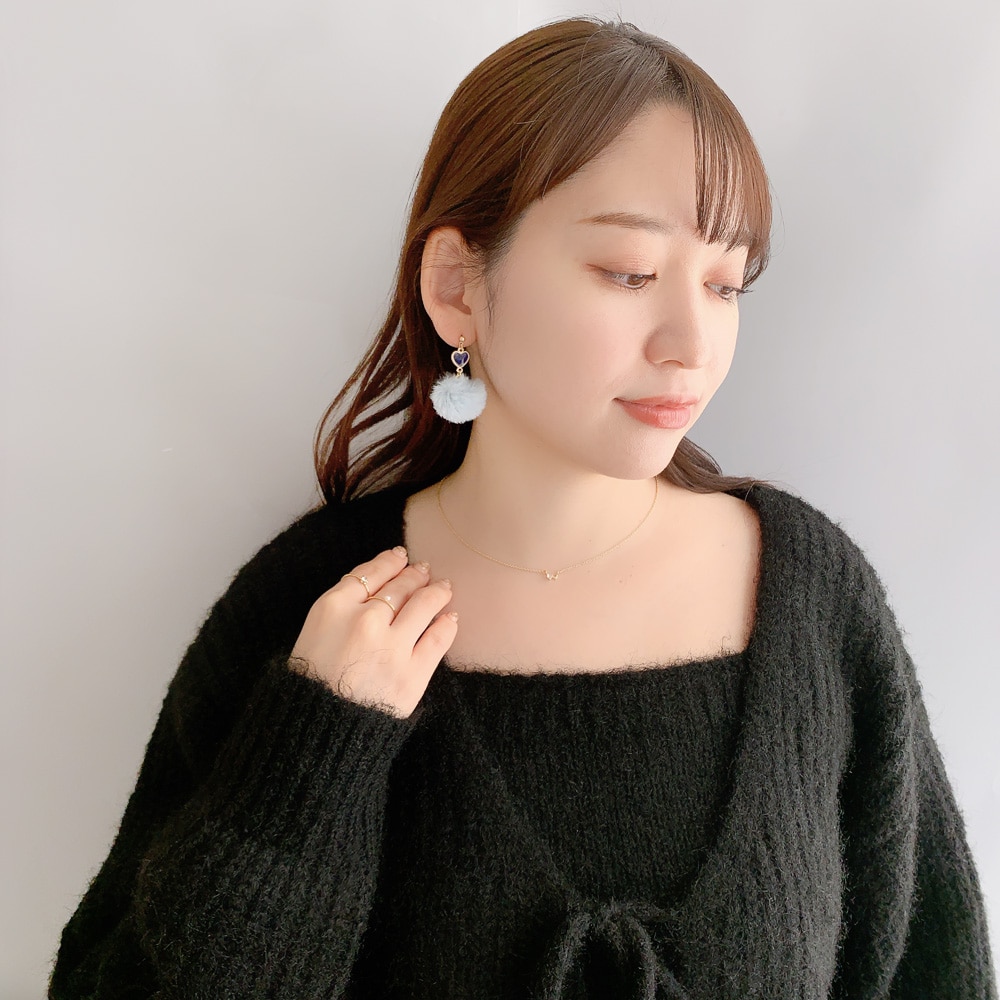 P-1013) ハート×ファーチタンピアス | ビーズ・パーツなどの