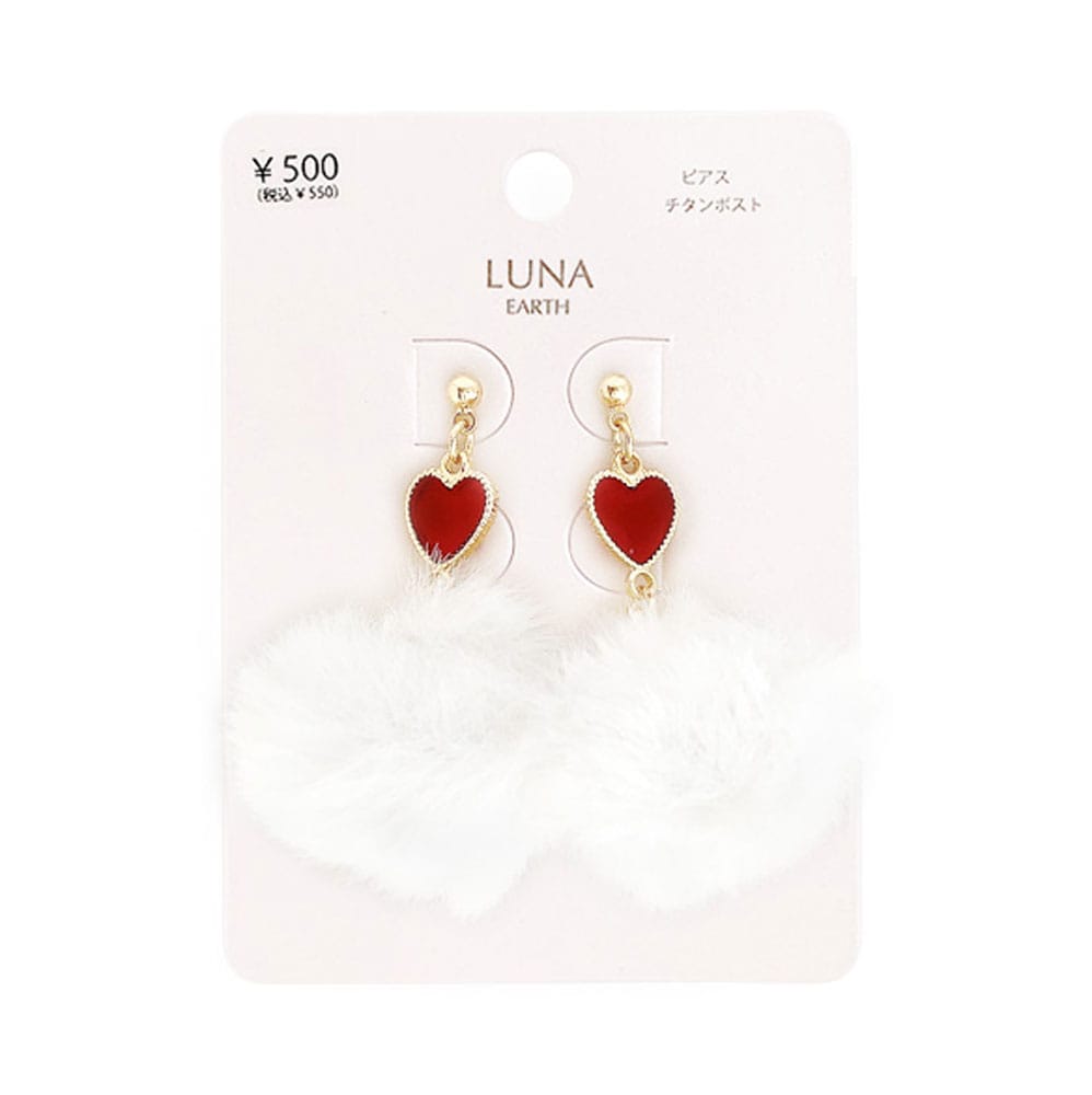 P-1013) ハート×ファーチタンピアス | ビーズ・パーツなどの