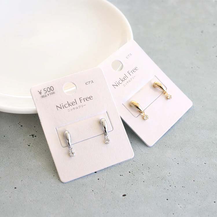 P-1065) ストーン付ドロップピアス / ニッケルフリー | ビーズ・パーツ