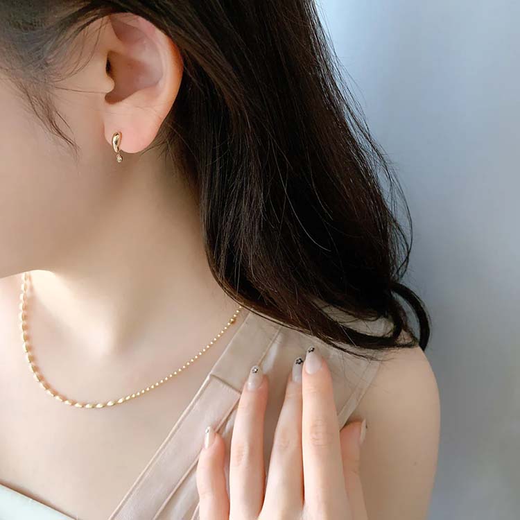 P-1065) ストーン付ドロップピアス / ニッケルフリー | ビーズ・パーツ