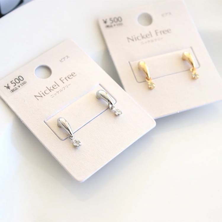 P-1065) ストーン付ドロップピアス / ニッケルフリー | ビーズ・パーツ