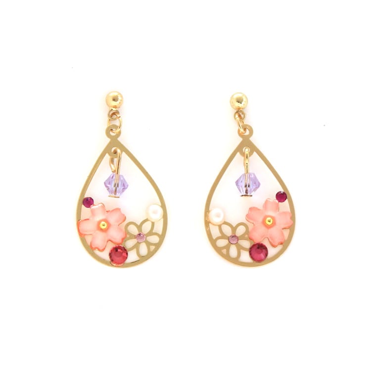 P-1193) 桜ドロップチタンピアス | ビーズ・パーツなどのハンドメイド