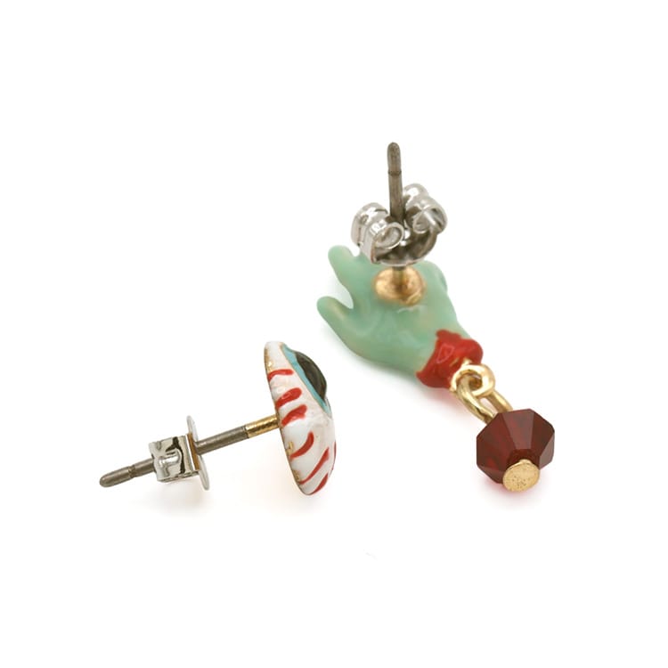 P-1258) ハロウィンモチーフセットチタンピアス / 目玉＆ハンド