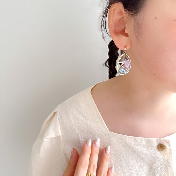 専用★LUCE&ME★18k ptit heart ロングピアス 14kgf】Heart shell ロングピアス／イヤリング ハートシェル