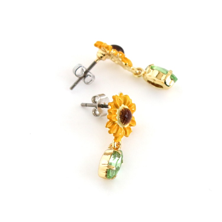 レモンクォーツ ひまわりカービング 着せ替えピアス VBRA4078__Y2 ひまわり ピアス｜ピアス｜ヴァンドームブティック