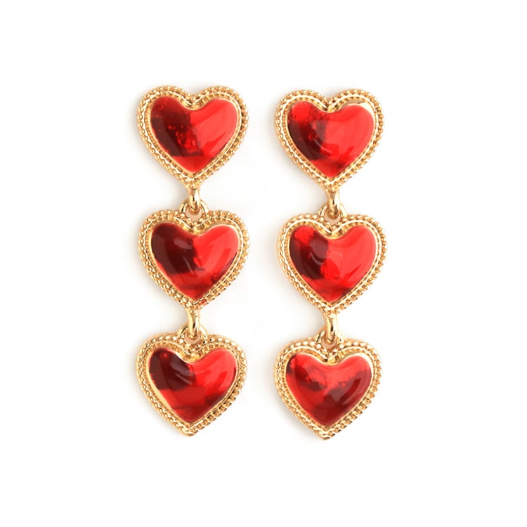 P-1162) 3連ハートチタンピアス | ビーズ・パーツなどのハンドメイド