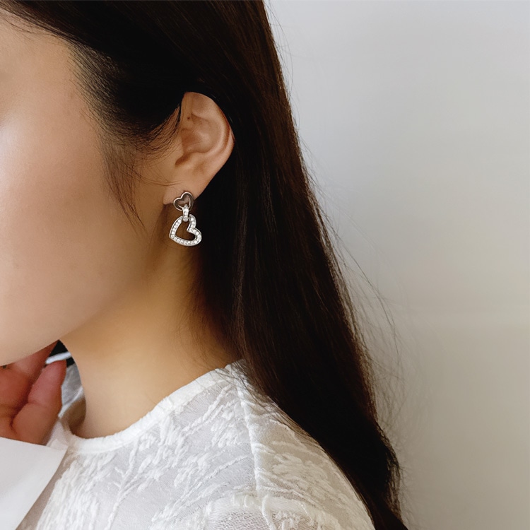 P-1176) オープンハートチタンピアス / キュービックジルコニア