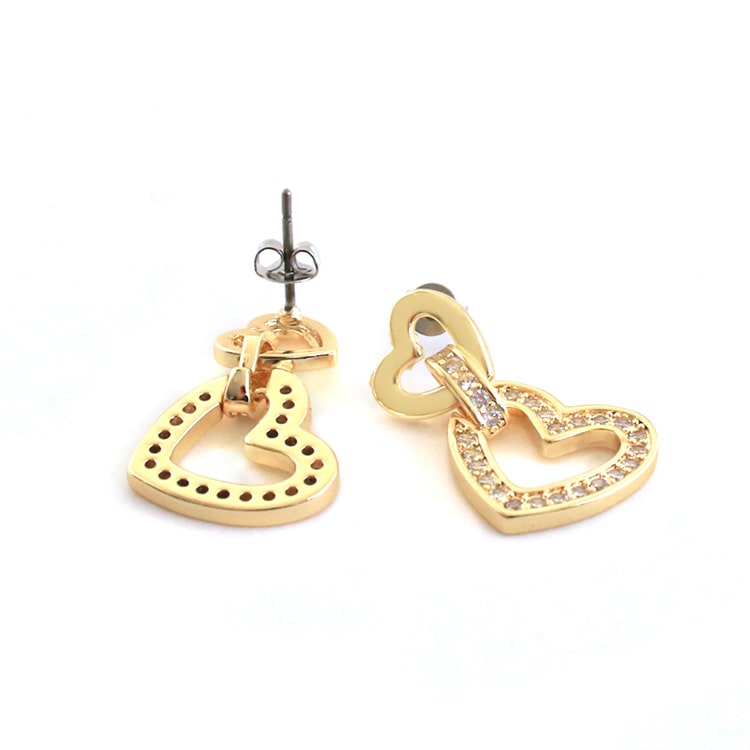 P-1176) オープンハートチタンピアス / キュービックジルコニア