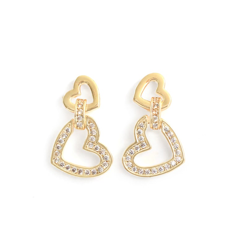 P-1176) オープンハートチタンピアス / キュービックジルコニア