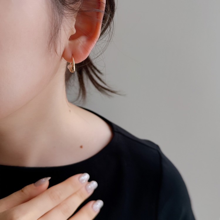 P-1103) パール付メタルフックピアス | ビーズ・パーツなどの