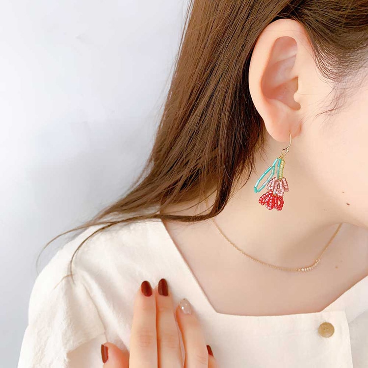ピアス Ruby 誕生日プレゼント K18YG ルビー＆ホワイトトパーズ ピアス 18金