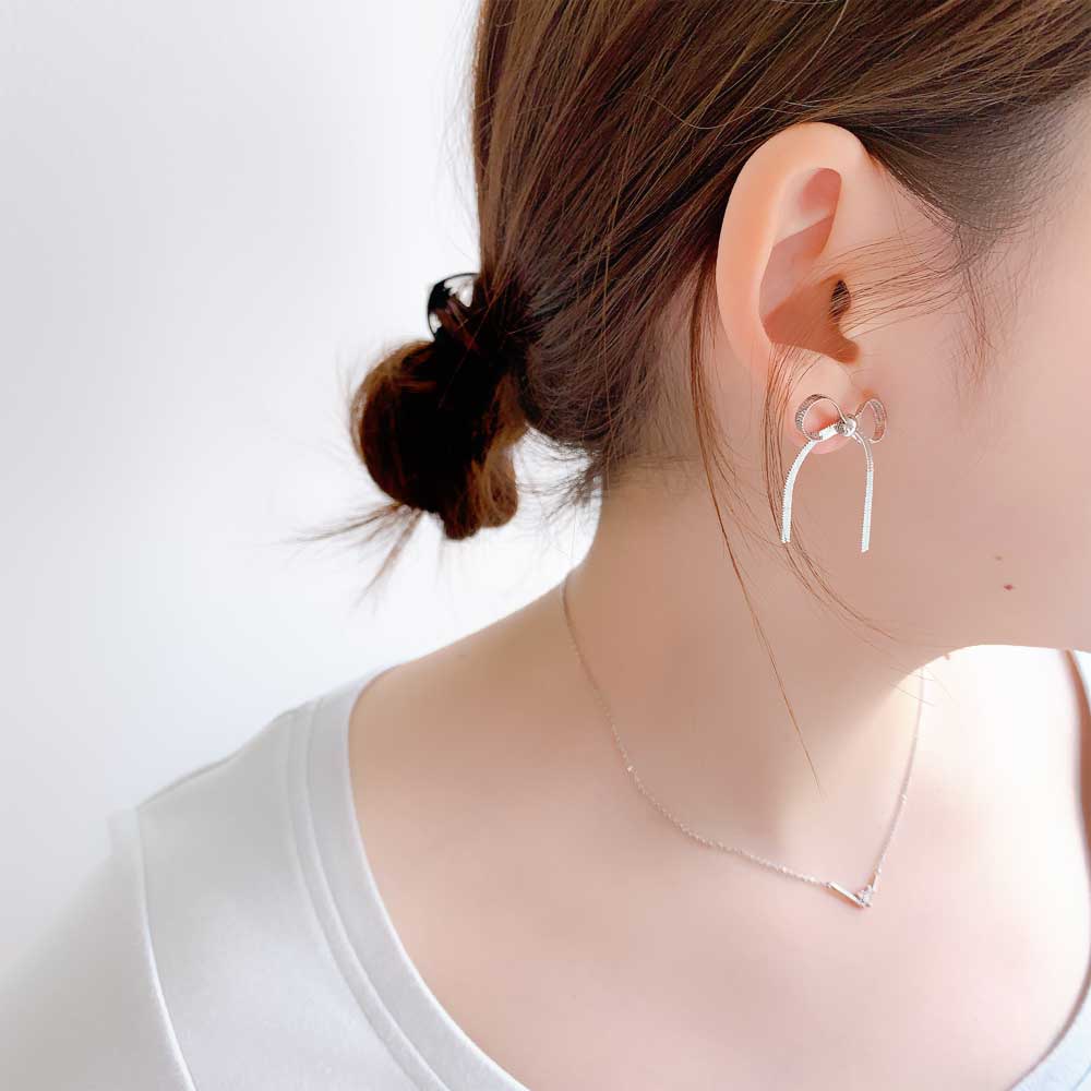 ☆LUCE&ME☆18k ptit ダイヤ ロングピアス（K18RBG SV925