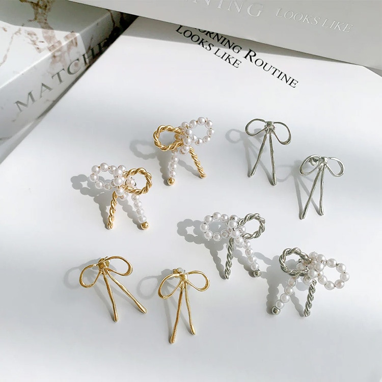 LELET NY ピアス パール クリスタル ドロップ リボン パーティー LELET NY ピアス パール クリスタル ドロップ リボン パーティー