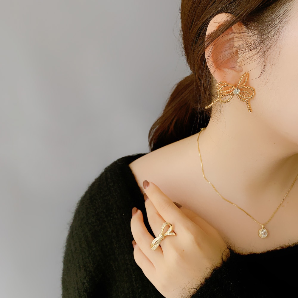 [Numberings] _リボンステーションイヤリング acrylic｜2026 earring parts (NYL) イヤリングパーツ サークル