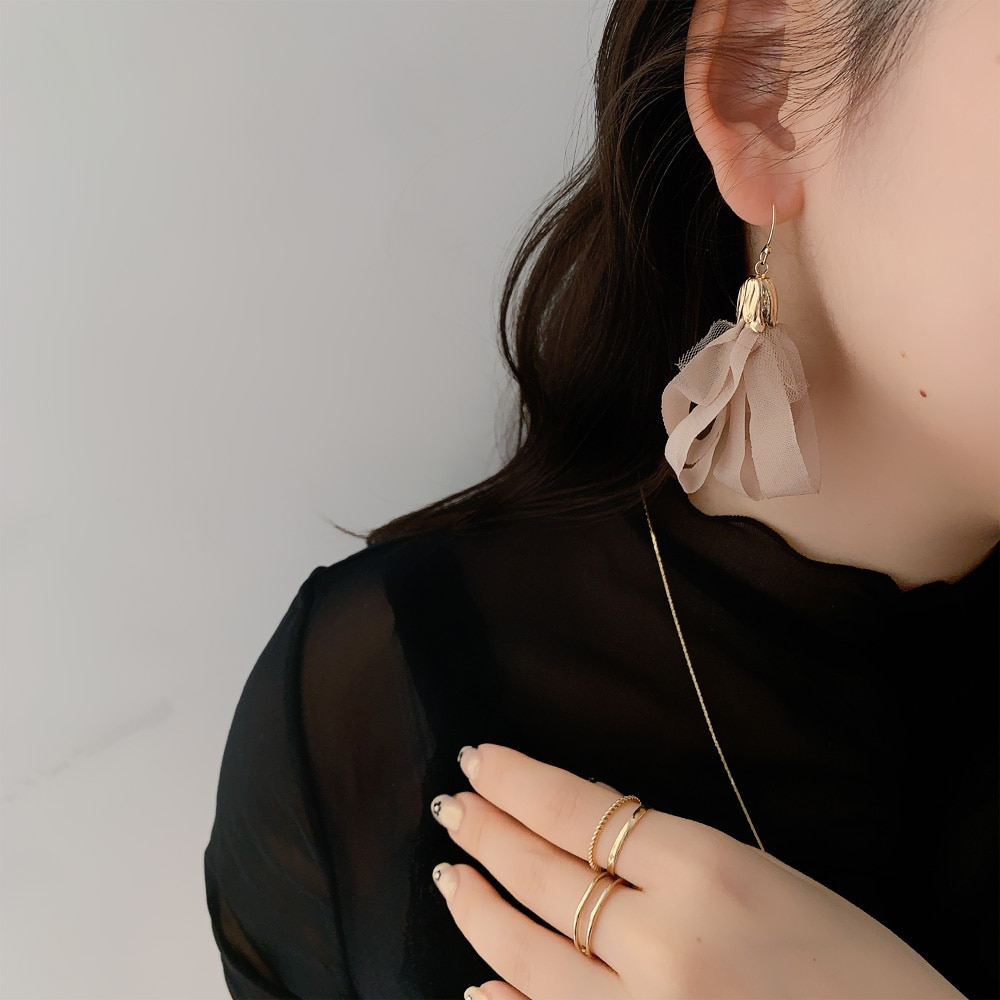 P-1048) シフォンピアス | ビーズ・パーツなどのハンドメイドパーツ