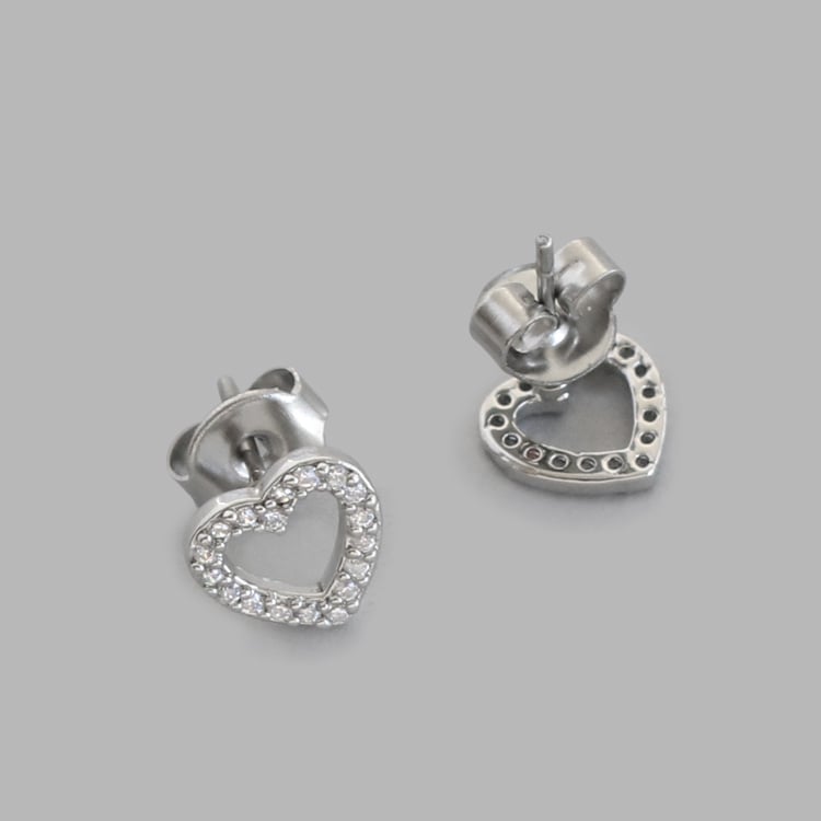 P-1208) パヴェハートピアス / ステンレス / キュービックジルコニア