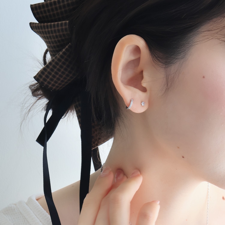 P-1261) フープピアス / ニッケルフリー / キュービックジルコニア