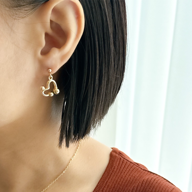 P-1143) ハートスウィングピアス | ビーズ・パーツなどのハンドメイド