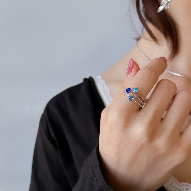 R-515) レイヤードストーンリング | ビーズ・パーツなどのハンドメイド