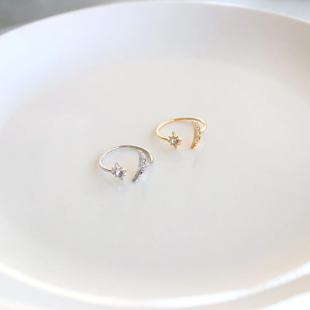 R-436) ムーンモチーフフォークリング | ビーズ・パーツなどの