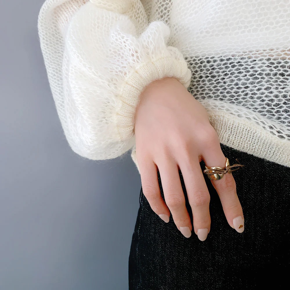 R-444) コードリボンリング | ビーズ・パーツなどのハンドメイドパーツ