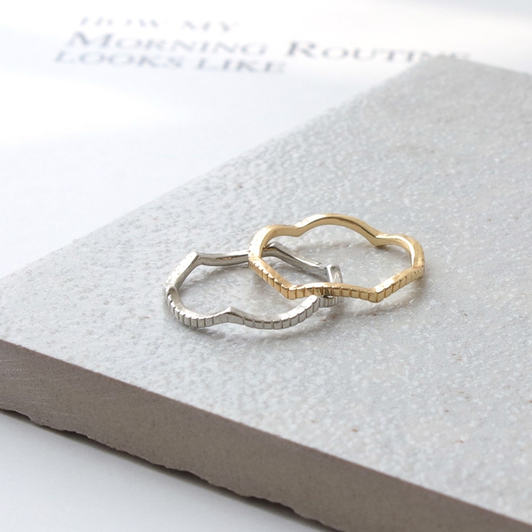 R-471) ウェーブデザインリング / ニッケルフリー | ビーズ・パーツ