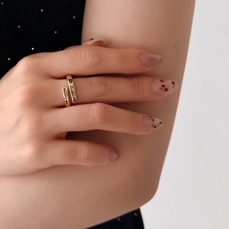 R-532) メッセージオープンリング | ビーズ・パーツなどのハンドメイド