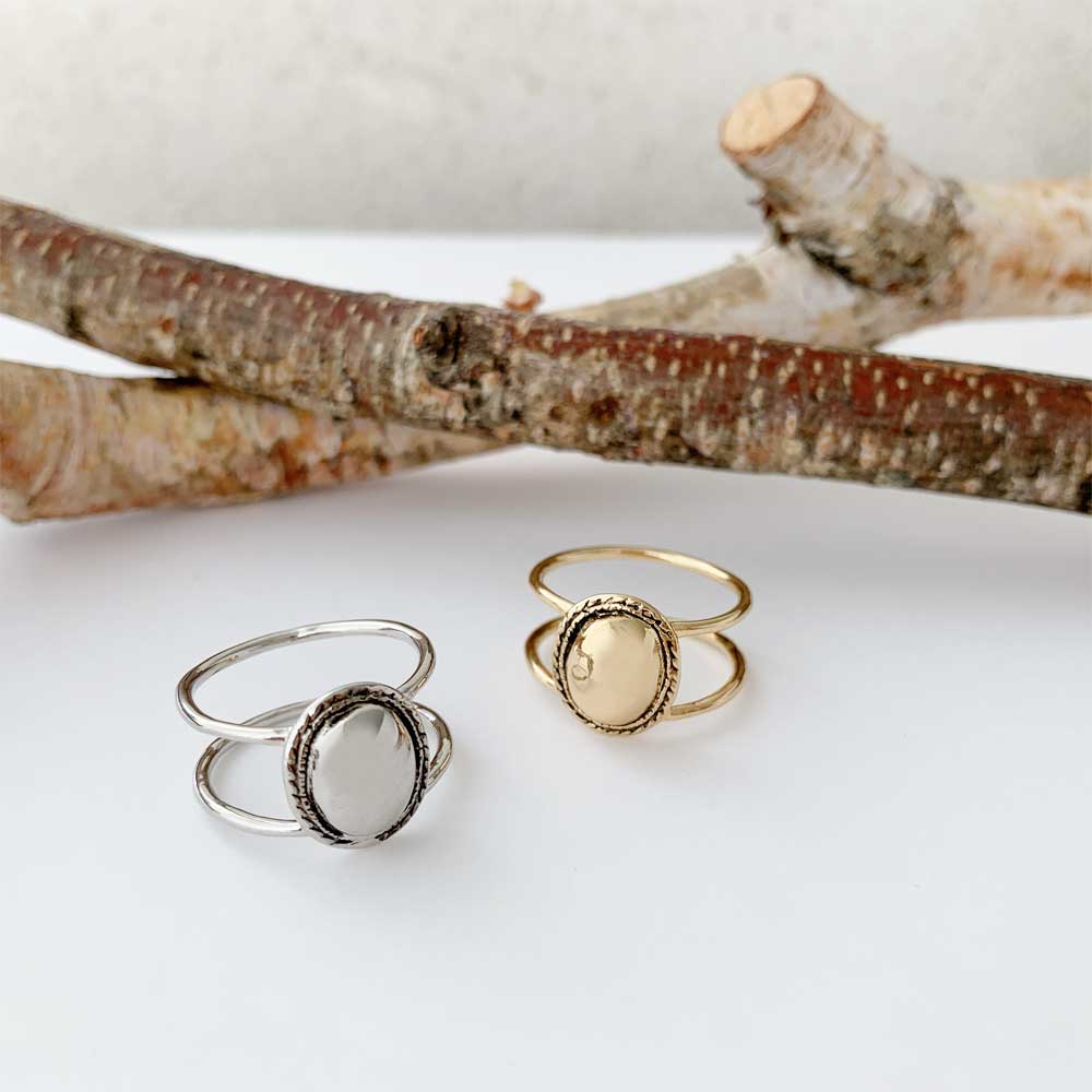 R-192) エスニックメタルカボションリング | ビーズ・パーツなどの