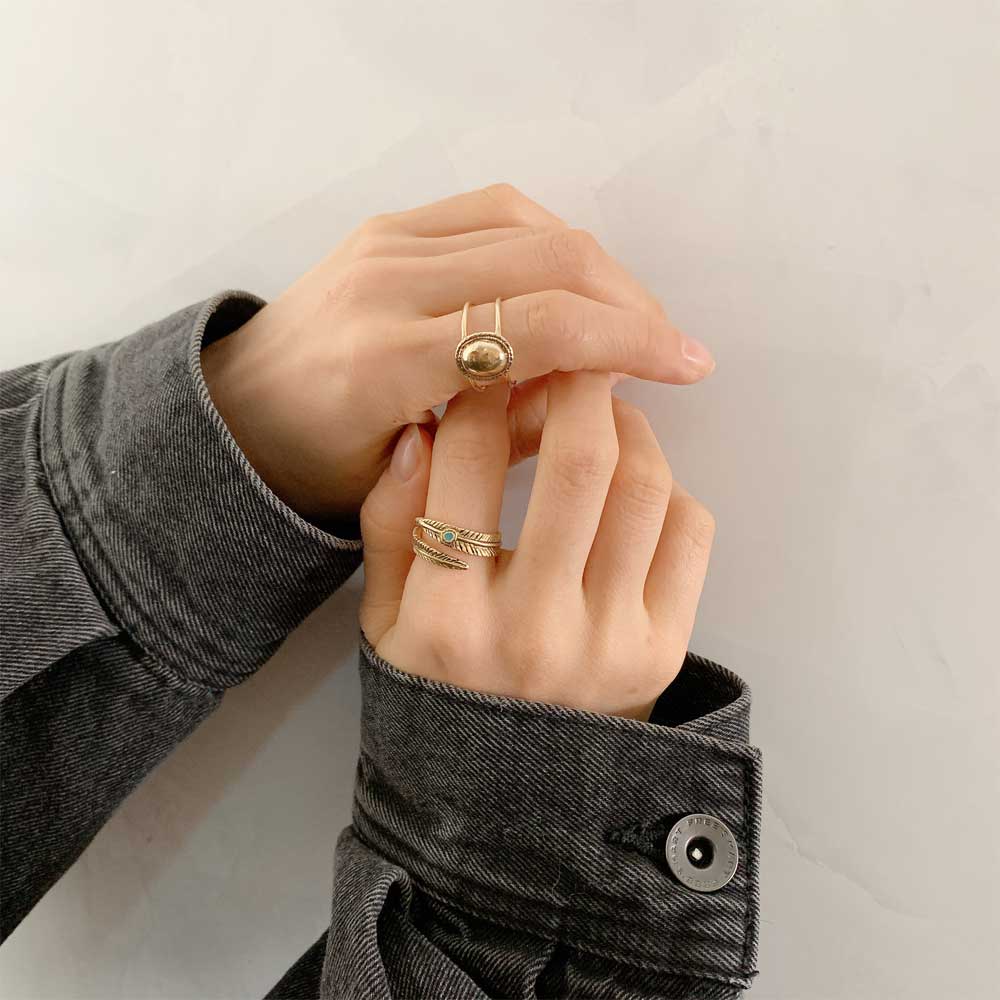 R-192) エスニックメタルカボションリング | ビーズ・パーツなどの