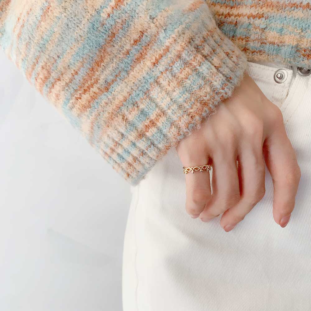 R-310) クラウン風ピンキーリング | ビーズ・パーツなどのハンドメイド