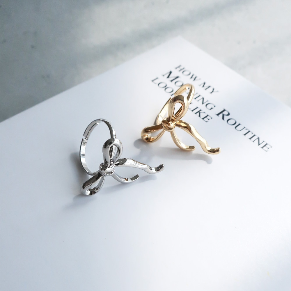 R-365) リボンモチーフリング | ビーズ・パーツなどのハンドメイド