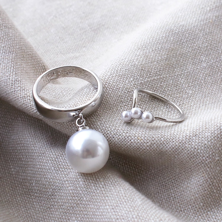 R-486) パールデザインピンキーリング | ビーズ・パーツなどの