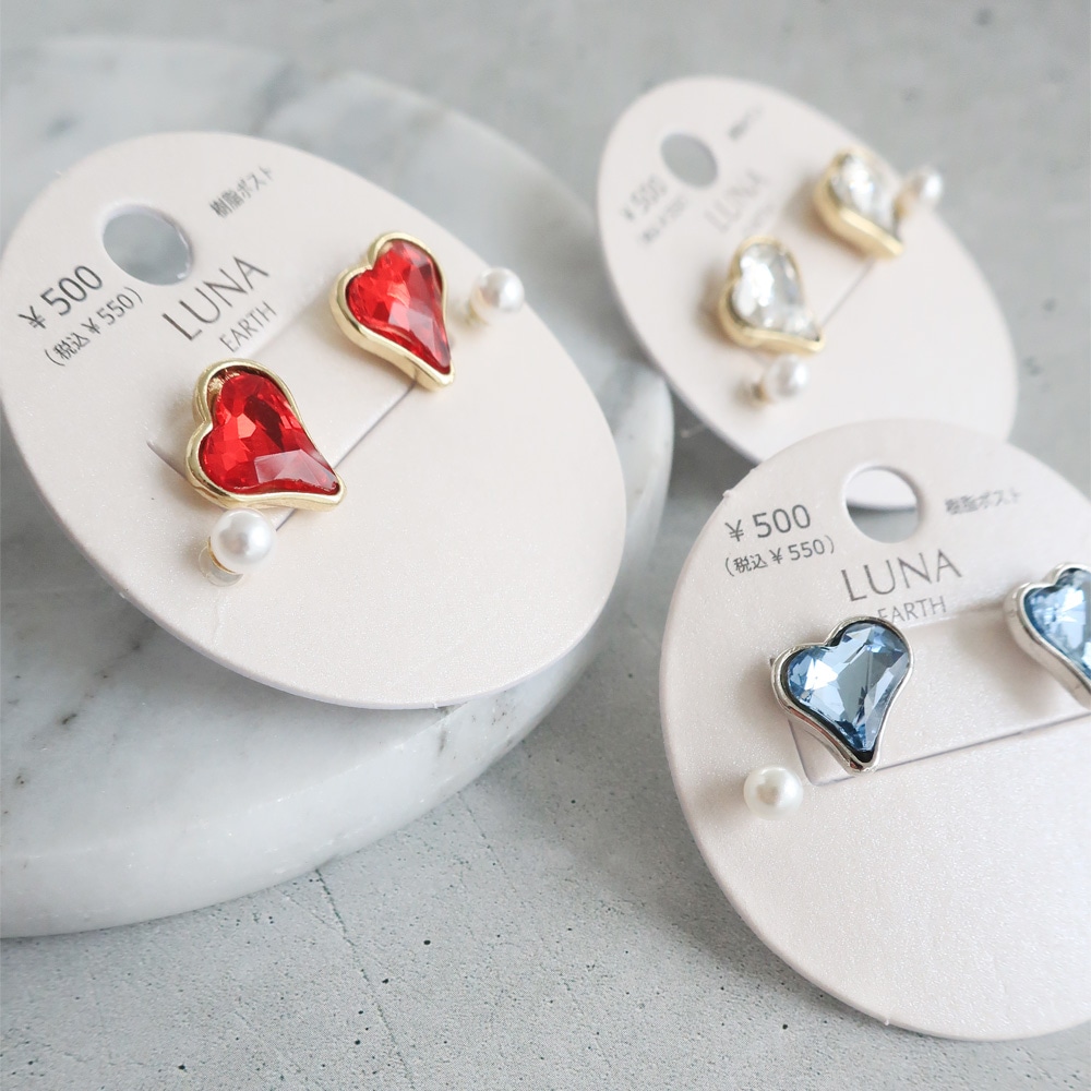 P-969) ハート×パール樹脂ピアス | ビーズ・パーツなどのハンドメイド
