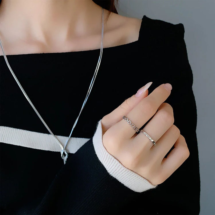 R-431) チェーン風セットリング | ビーズ・パーツなどのハンドメイド