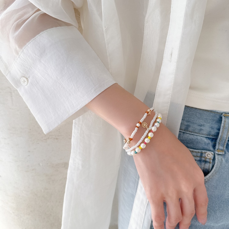 B-178) ビーズ3連セットブレスレット | ビーズ・パーツなどの