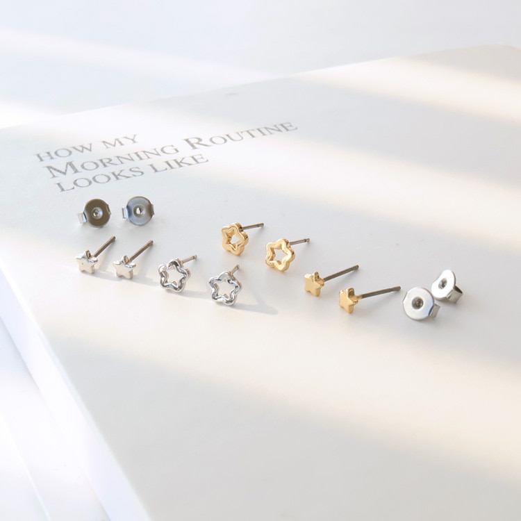 P-1242) スターセットピアス / ステンレス | ビーズ・パーツなどの