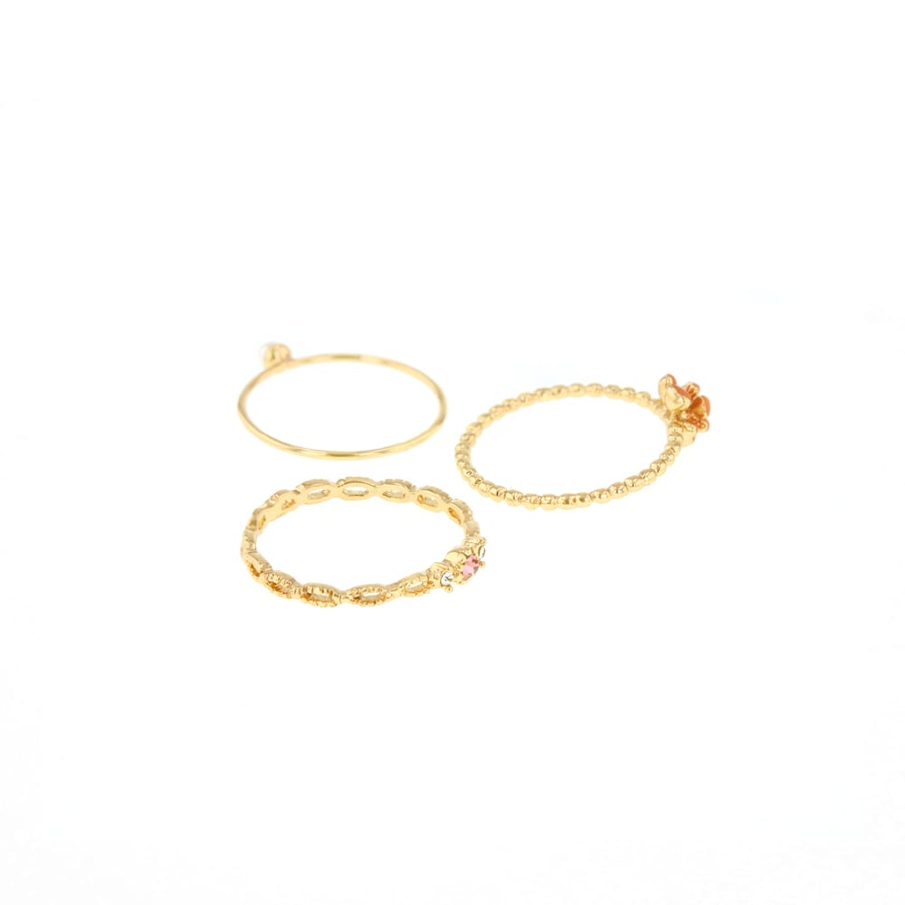 R-448) フラワーセットリング | ビーズ・パーツなどのハンドメイド