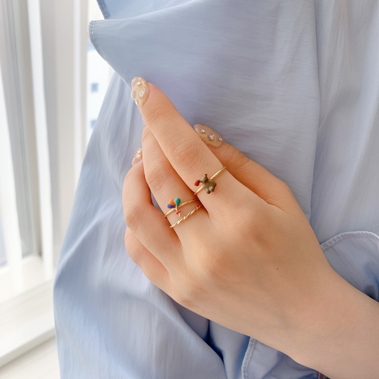 R-456) くまセットリング | ビーズ・パーツなどのハンドメイド