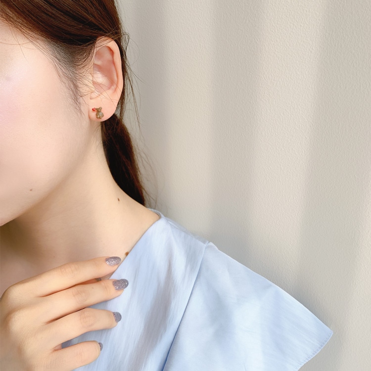 P-1084) くまセットチタンピアス | ビーズ・パーツなどの