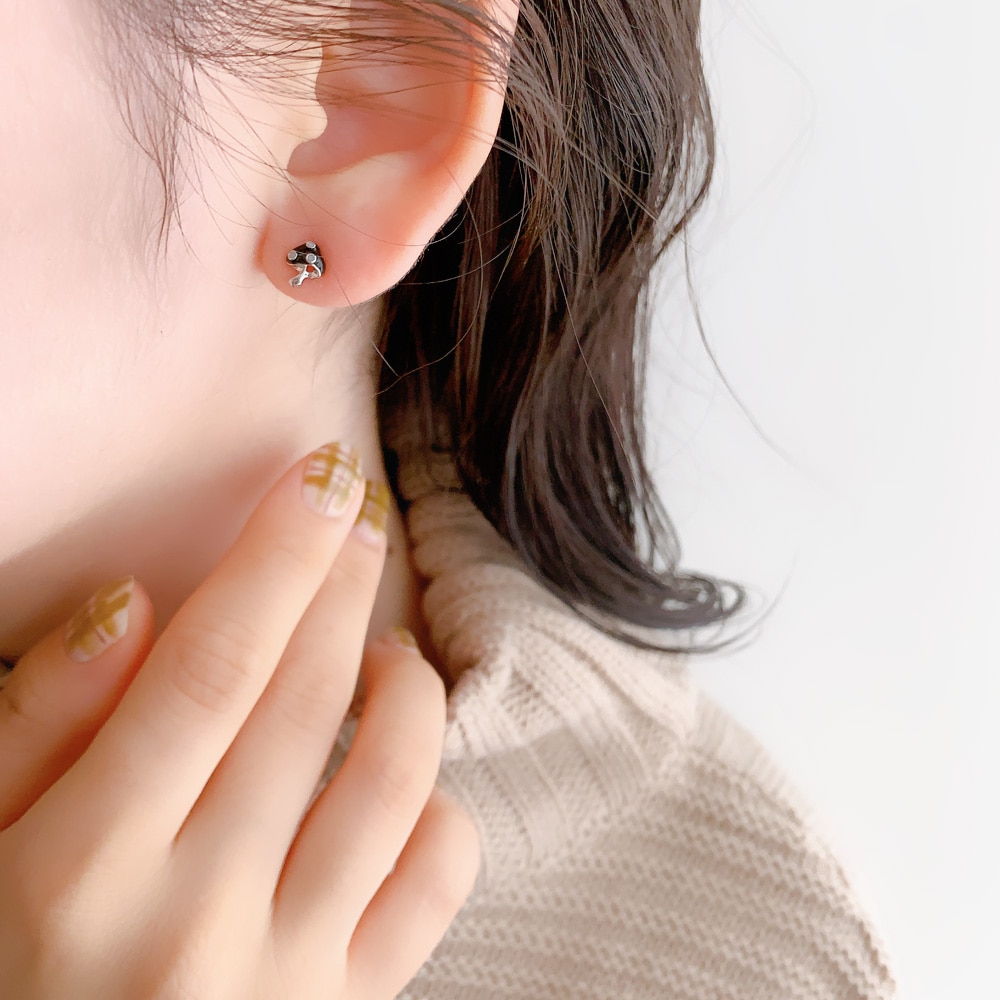 P-977) キノコモチーフセットチタンピアス | ビーズ・パーツなど