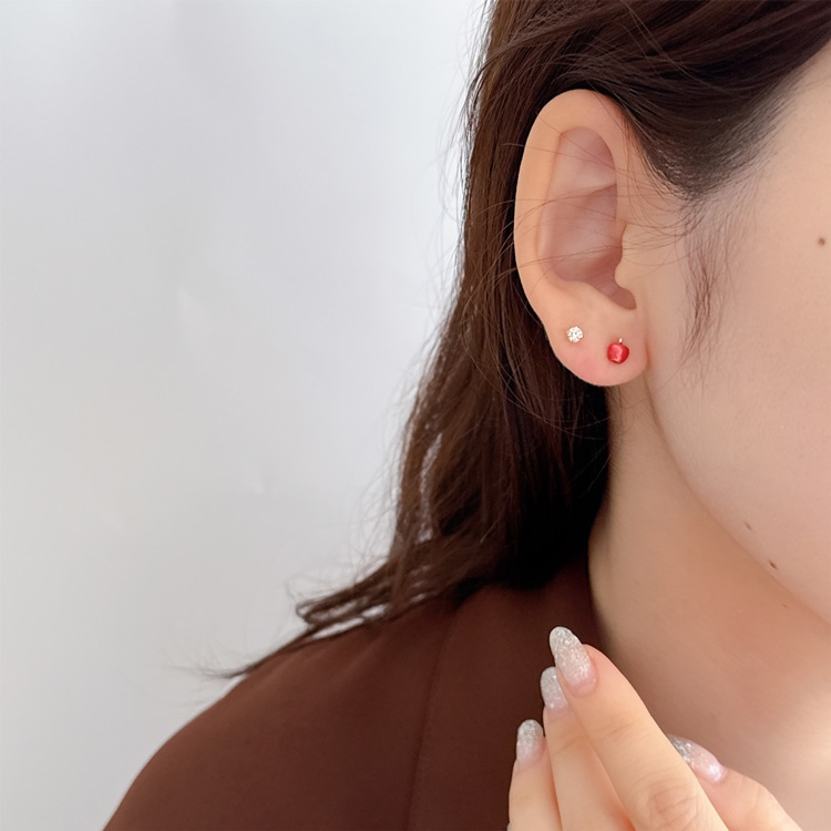 りんごピアス11点+おまけ3点 P-1131) りんごセットチタンピアス | ビーズ・パーツなどの