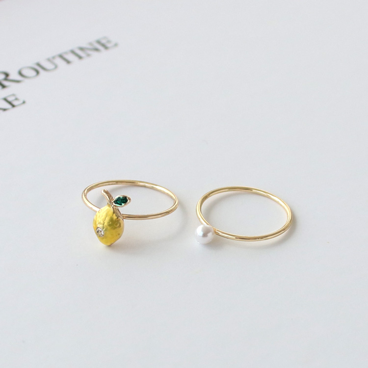 R-463) レモンセットリング | ビーズ・パーツなどのハンドメイドパーツ